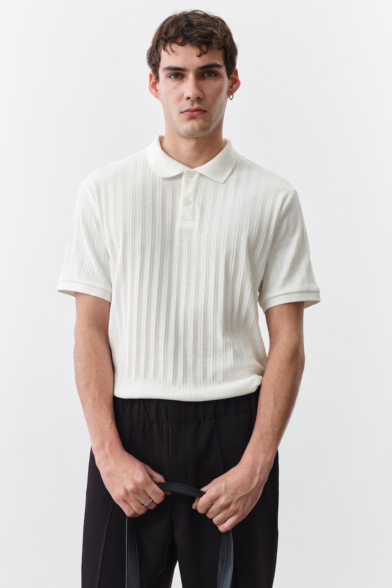 H&M Poloshirt aus Strukturjersey in Slim Fit Clearance-Verkauf