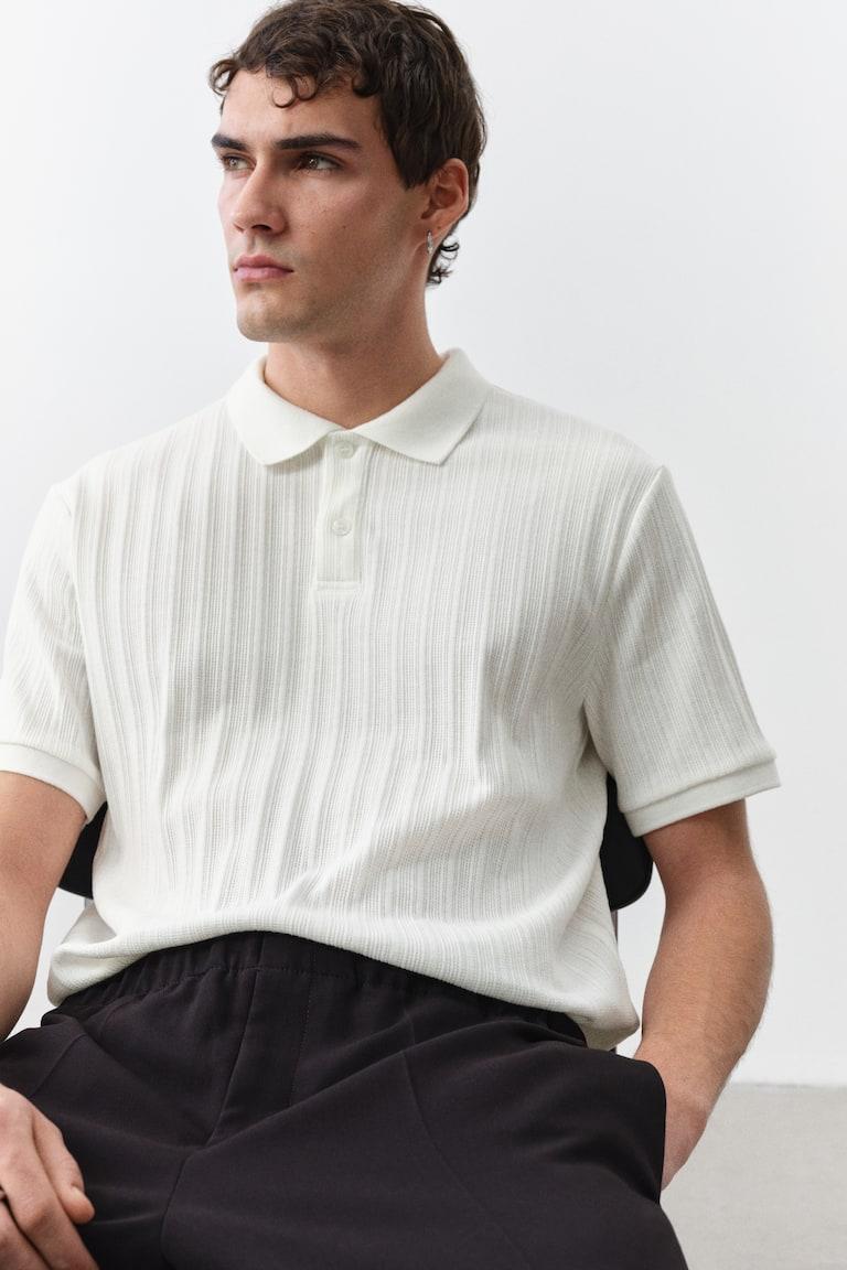 H&M Poloshirt aus Strukturjersey in Slim Fit Clearance-Verkauf