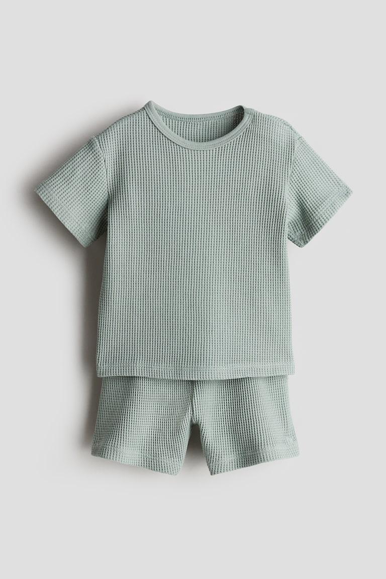H&M Zweiteiler aus Baumwolle mit Waffelstruktur Schlussverkauf