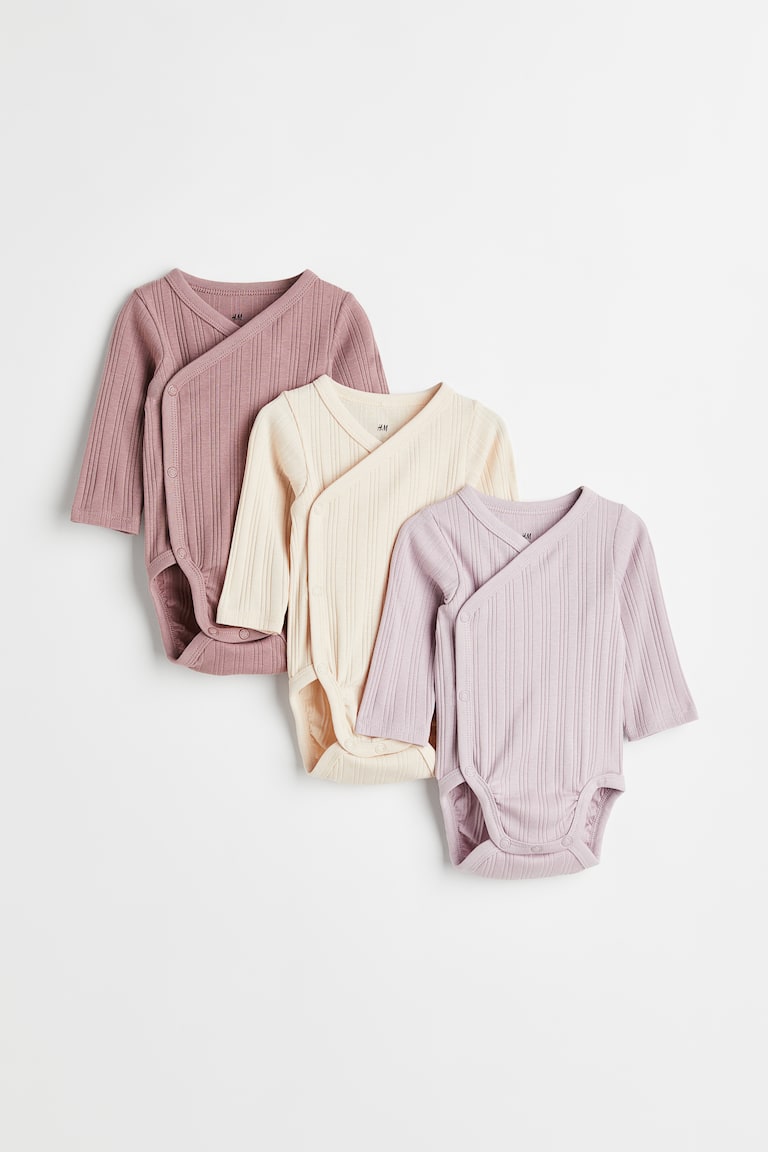 H&M 3er-Pack Gerippte Wickelbodys Sonderangebote