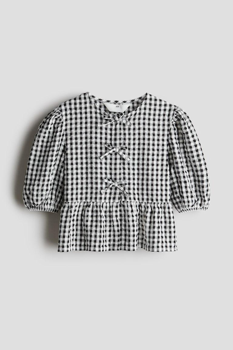 H&M Peplumbluse aus Baumwoll-Seersucker Versandkostenfrei